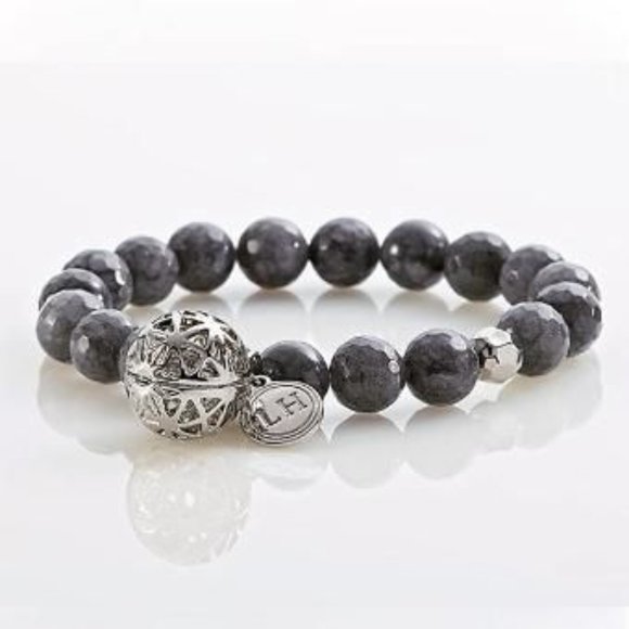 💙Set/2 Beaded Gem Stone Stretch Bracelets Blue/Grey - Picture 8 of 8